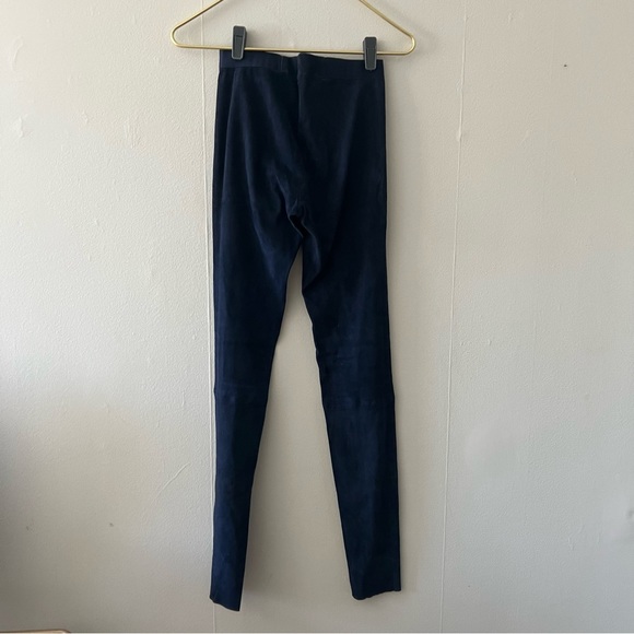 Alice + Olivia Navy Lamb Leather Suede Pants - Picture 3 of 6